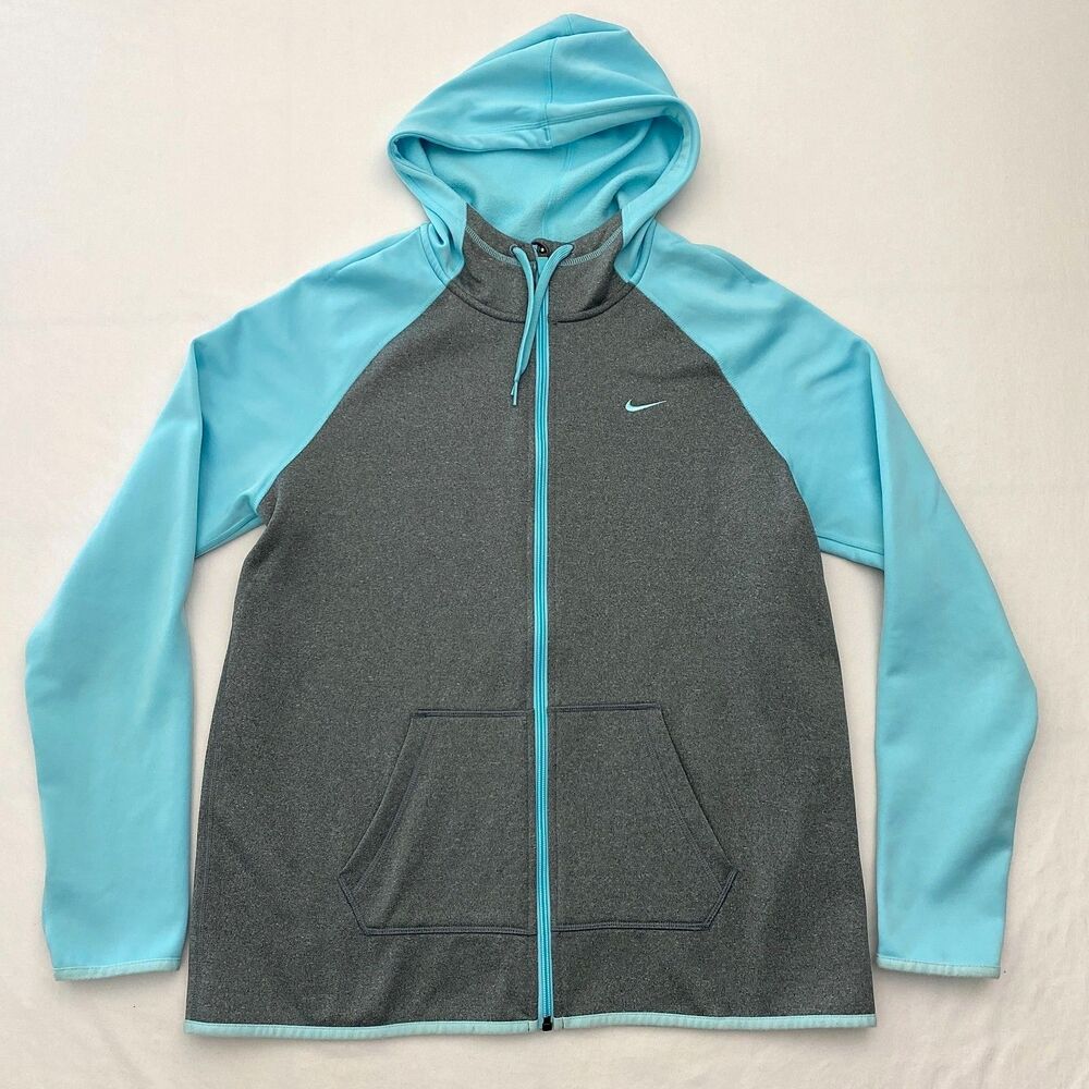 Nike Lightweight Sweatshirt Jacket Womens Large ThermaFit Hoodie Full Zip